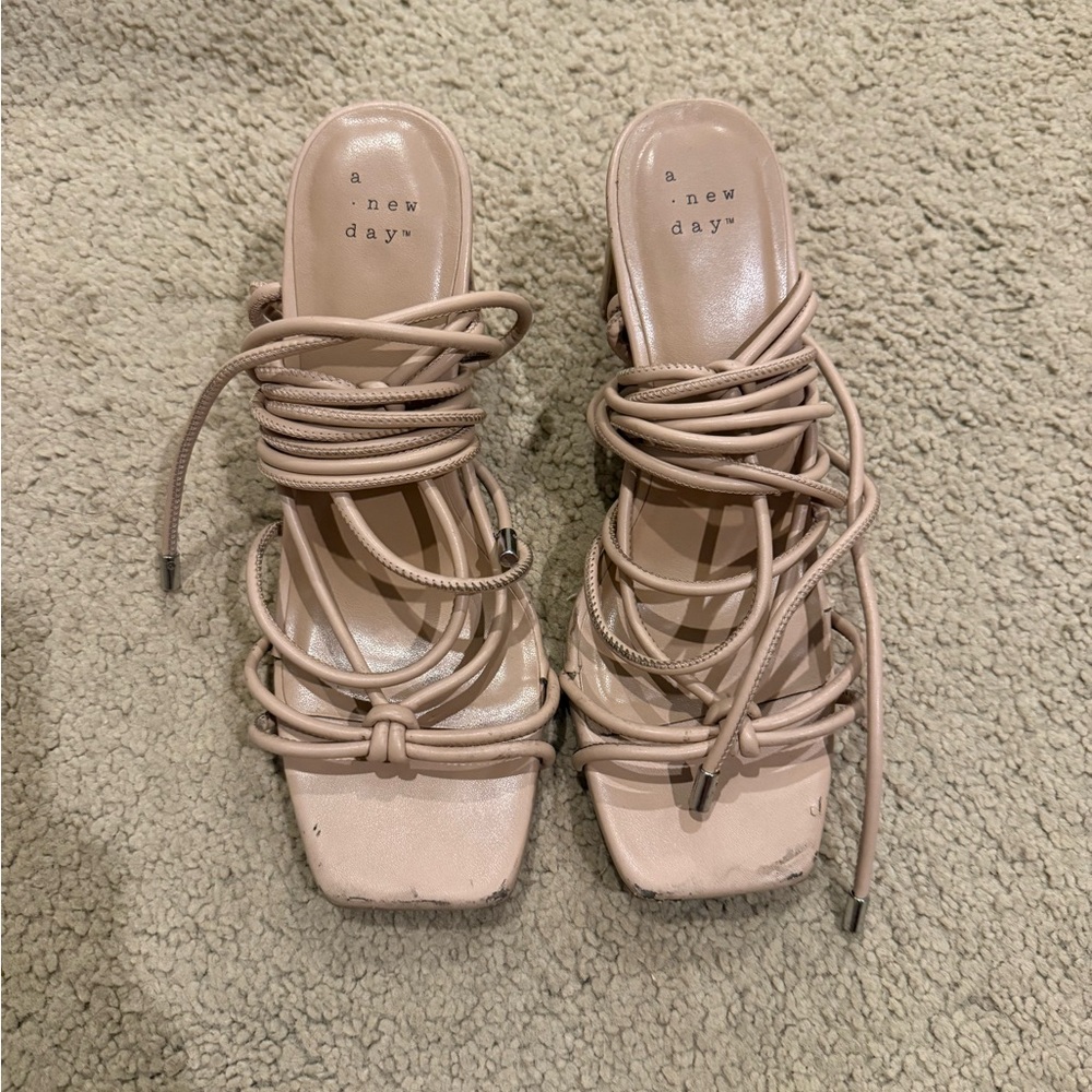 A New Day Women's Nude Strappy Heels